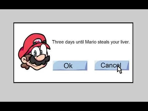 The frantic mario running meme away from his fate