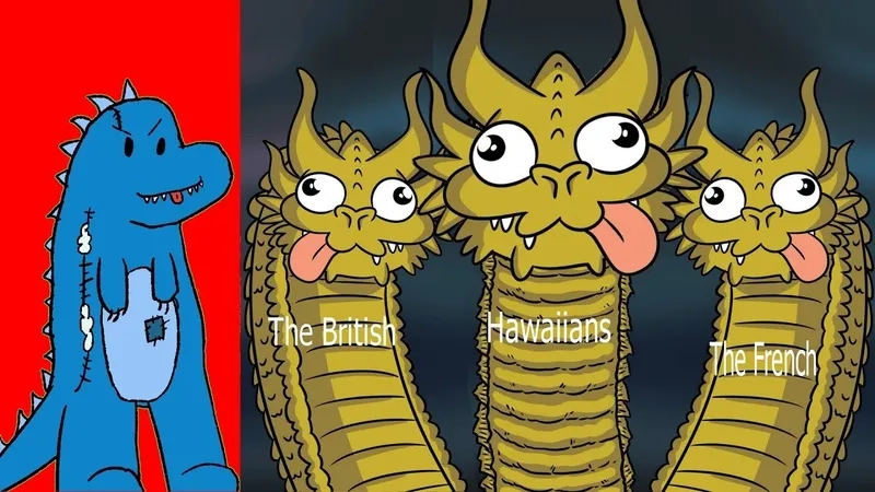 A classic King Ghidorah meme format