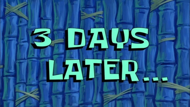 The classic spongebob 3 hours later meme in high definition