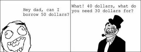 The classic lizard 40 dollars meme in its original form