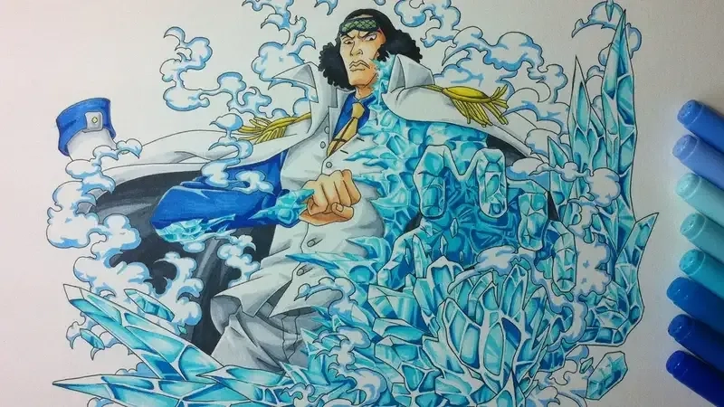Discover the icy skills of Aokiji Kuzan in One Piece