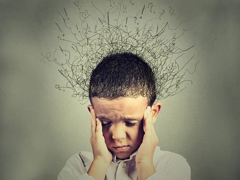 A brain diagram showing areas affected by ADHD