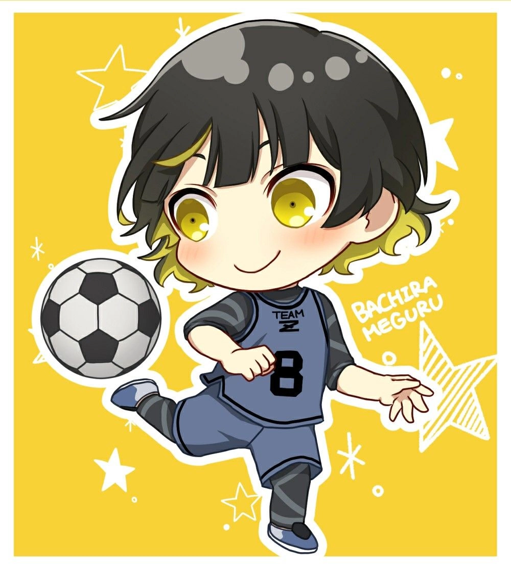 Bachira chibi glowing with playful charm