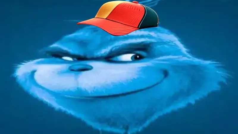 A screenshot of the blue grinch filter in action