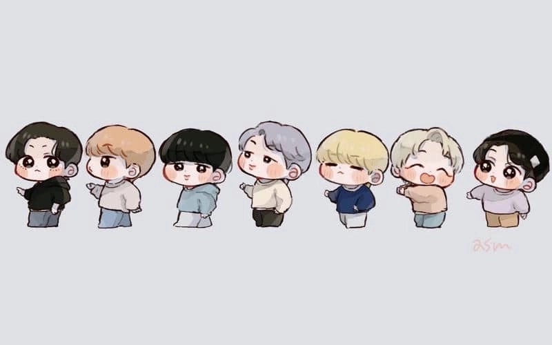 BTS chibi art shines with colorful tiny style