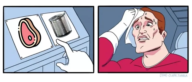 Customizing the versatile two buttons meme