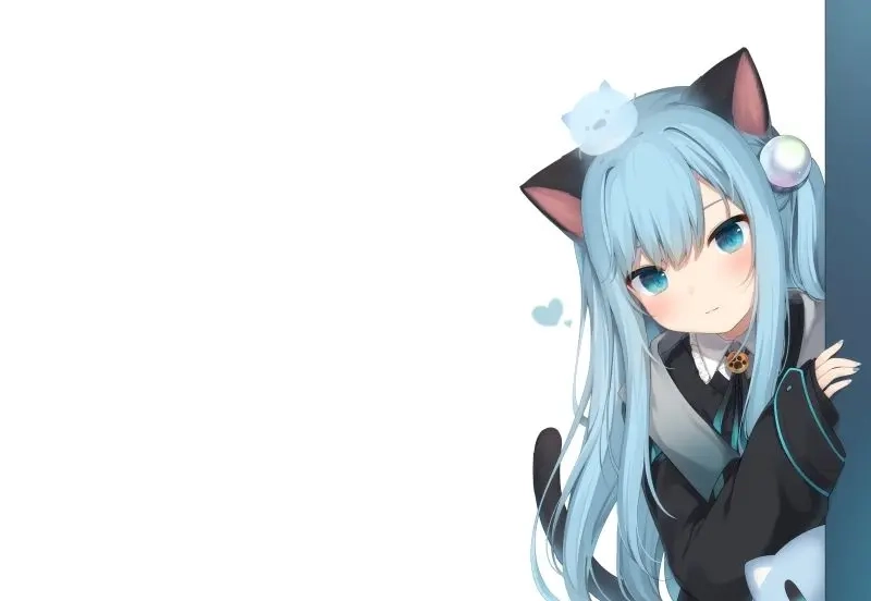 Discover the cutest anime cat girl in this art