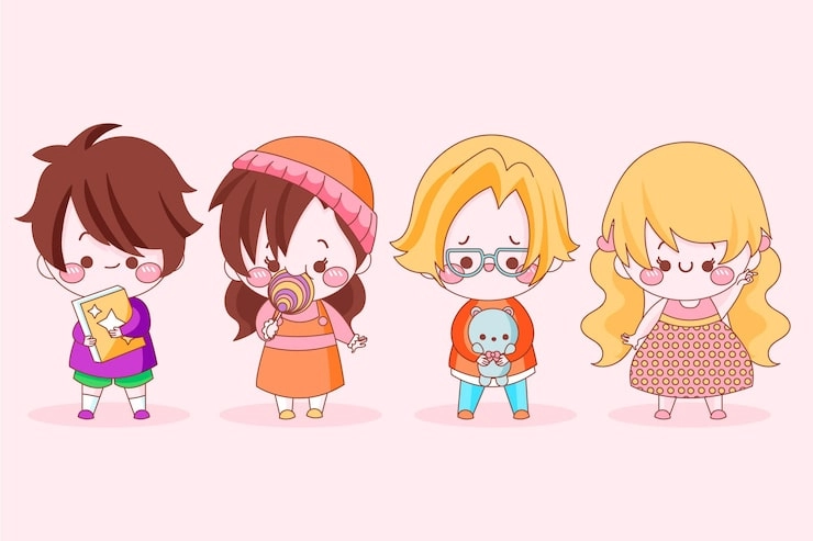 Chibi cartoon drawing filled with soft charm