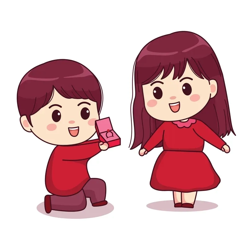 Cute couples in cartoons spreading pure joy