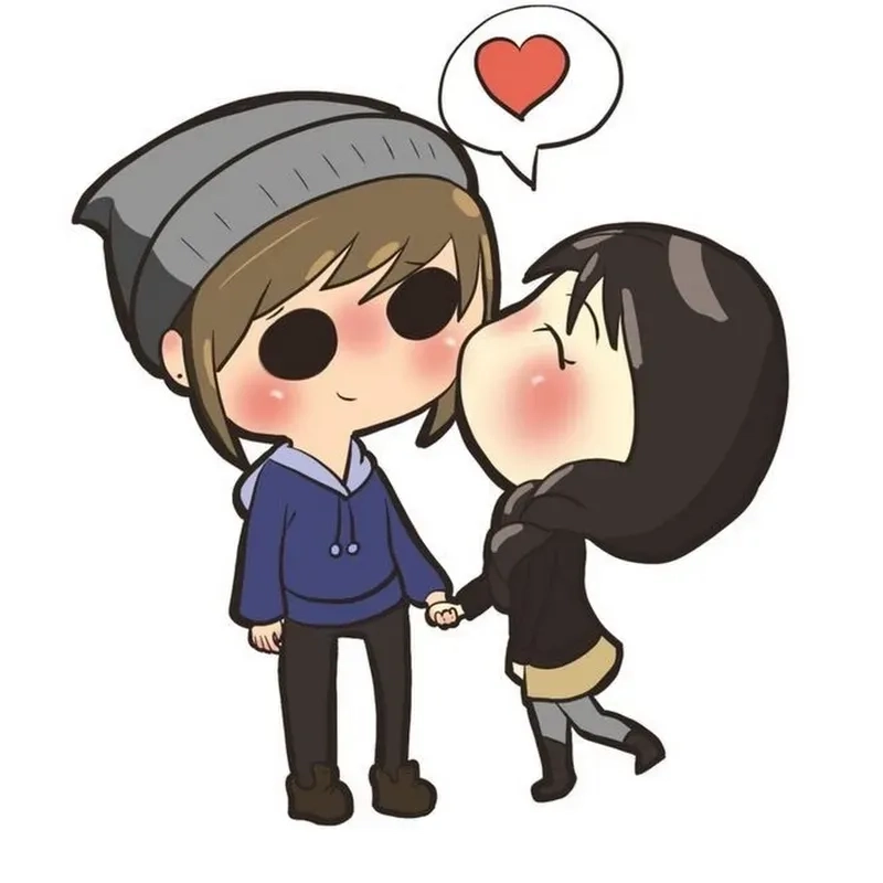 Cartoon couple characters filled with warmth