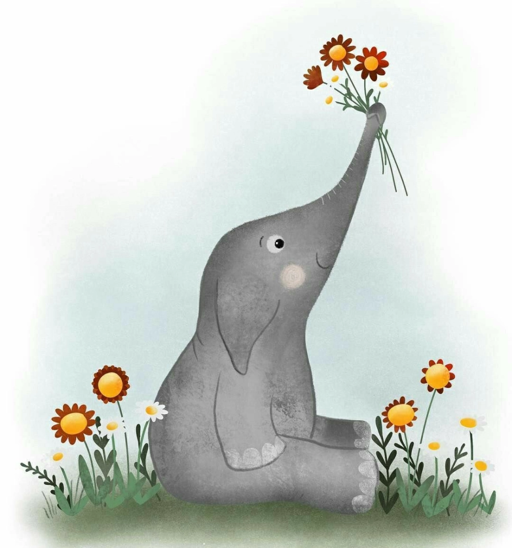 Chibi elephant keychain with adorable detail