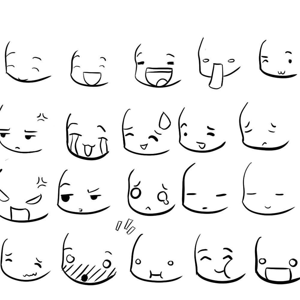 Chibi face template simple and creative