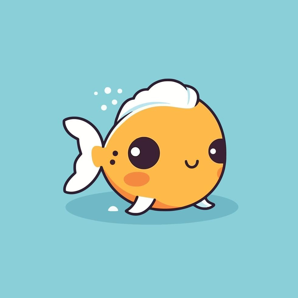 Chibi fish swimming with a bright kawaii style