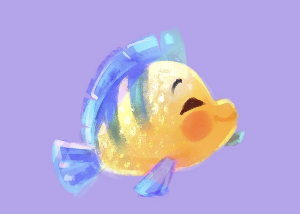 Chibi goldfish shining with sweet tiny anime glow
