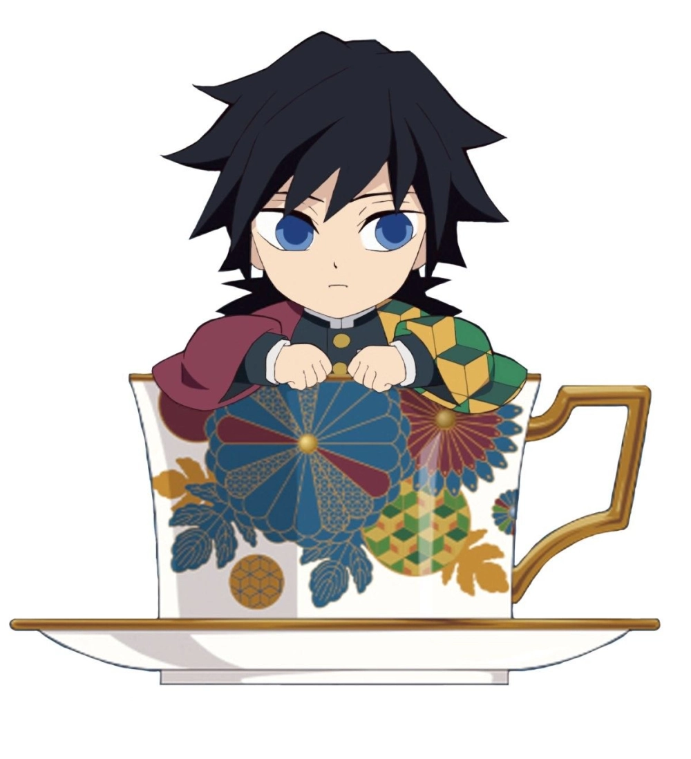 Chibi Giyu glowing with calm charm