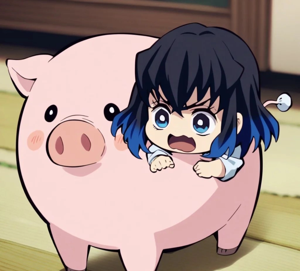 Inosuke chibi drawing alive with style