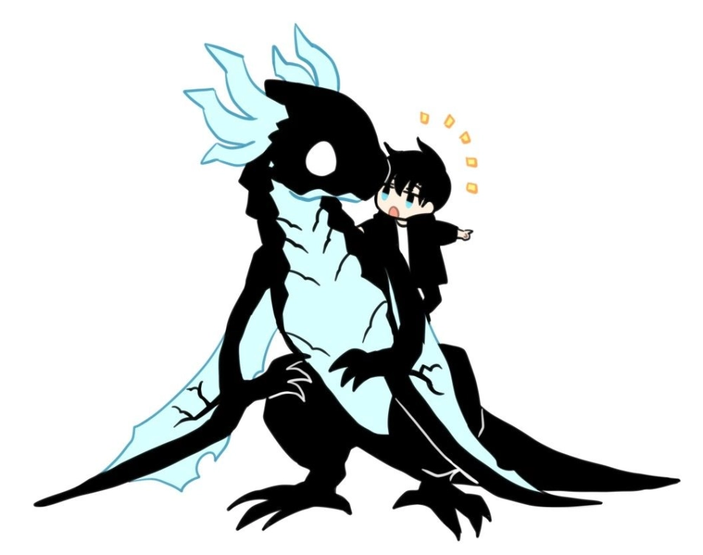 Shadow Monarch chibi glows with tiny epic power