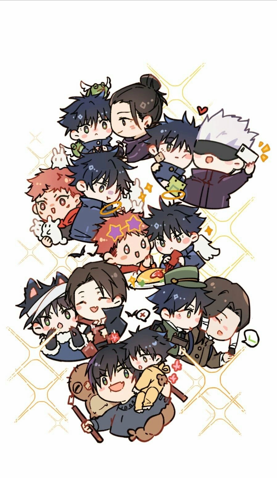 Jujutsu Kaisen chibi wallpaper bright style