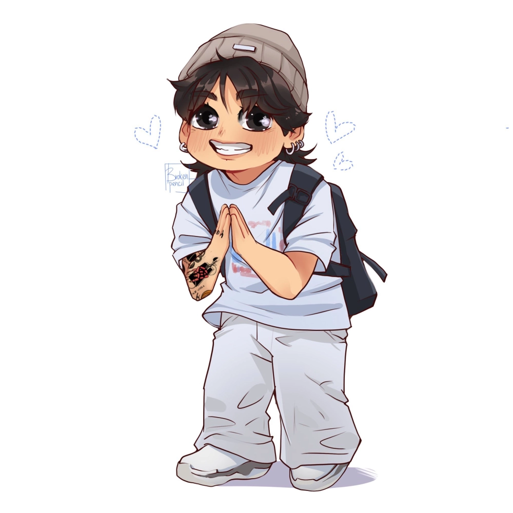 Jungkook chibi aesthetic feels soft and charming