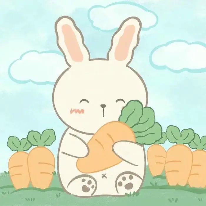 Chibi rabbit illustration alive with tender magic