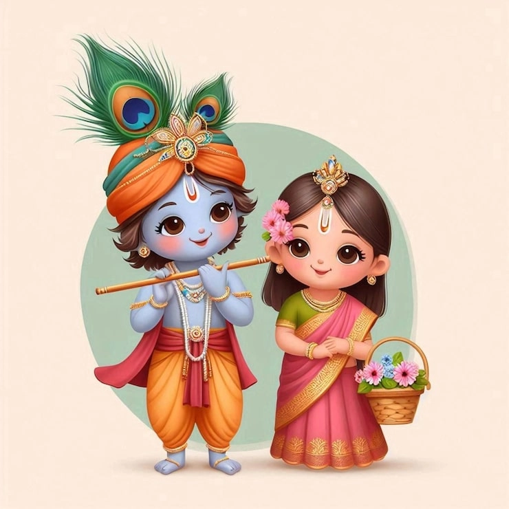 Radha Krishna drawing radiating eternal bond