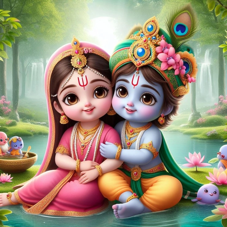 Radha Krishna chibi full of sacred charm