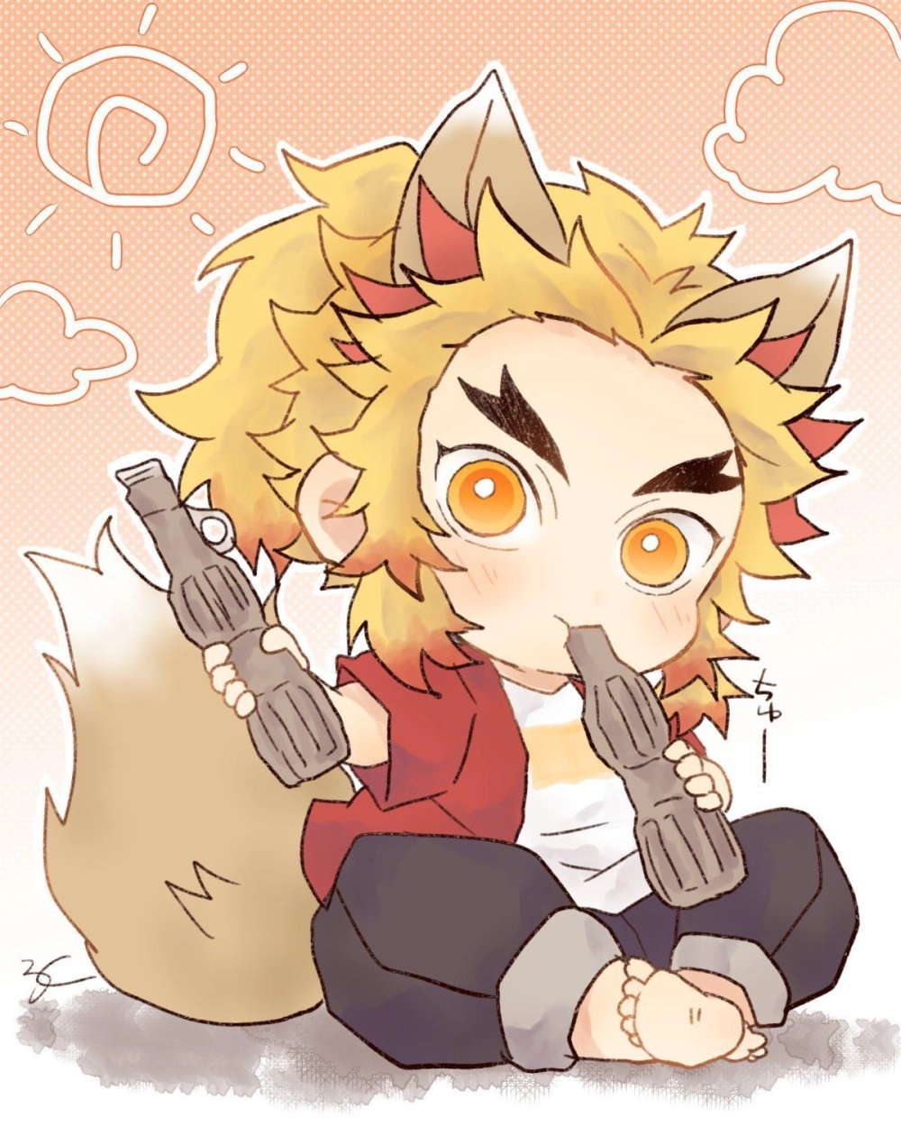 Bold spirit lives in chibi Rengoku wallpaper