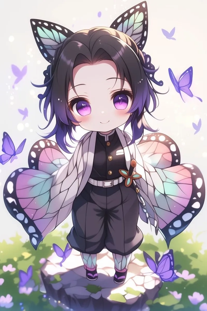 Calm spirit flows in chibi Shinobu wallpaper