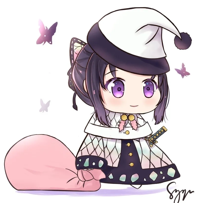 Lovely vibe sparkles in kawaii Shinobu chibi