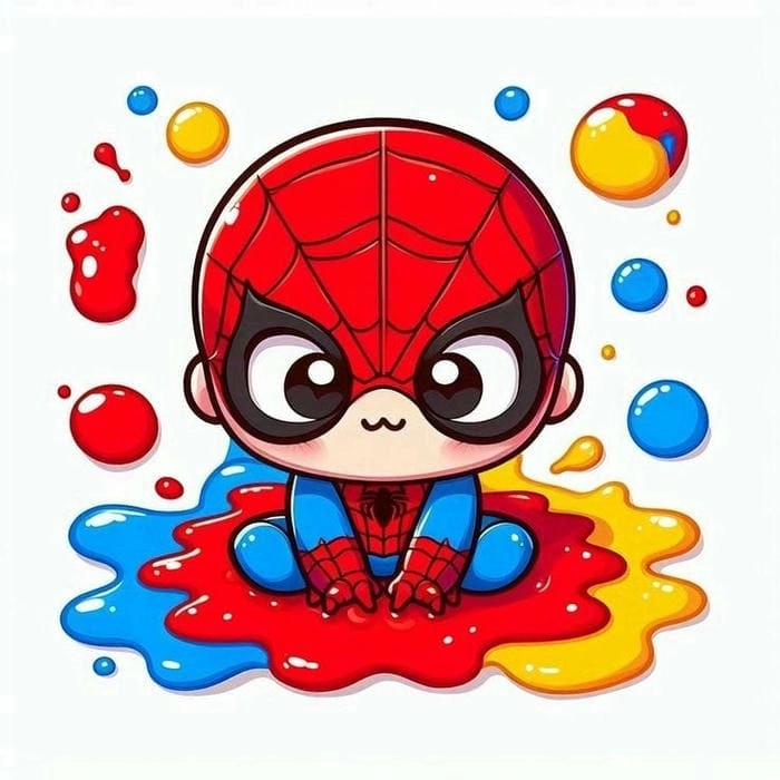 Chibi Spiderman shows tiny web-slinging charm