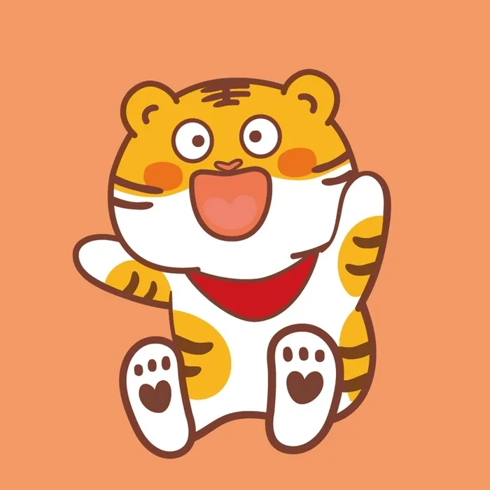 Chibi tiger drawing filled with lively bold strokes