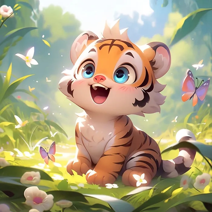 Chibi tiger art blending strength with tenderness
