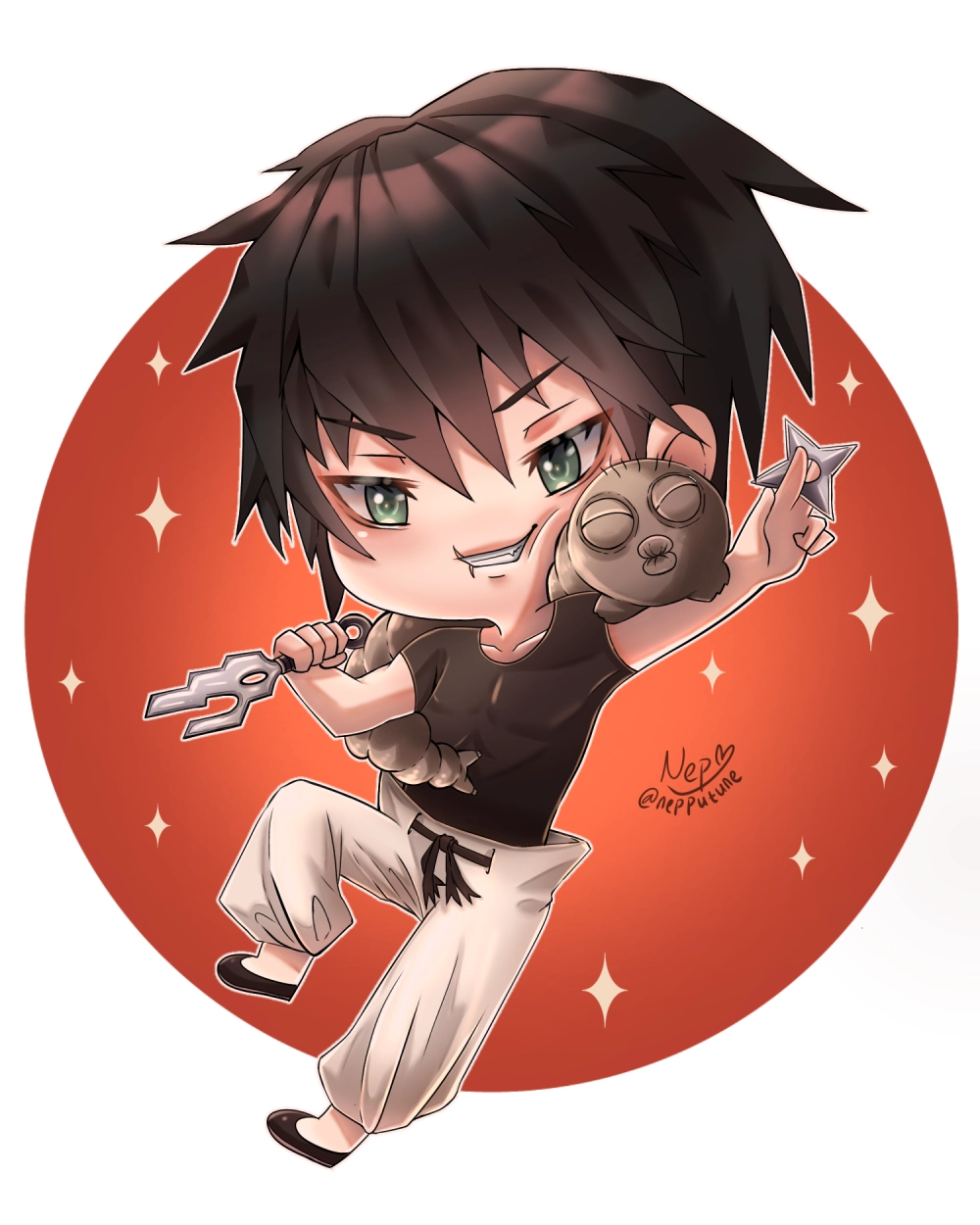 Bold spirit glows with Toji Fushiguro chibi