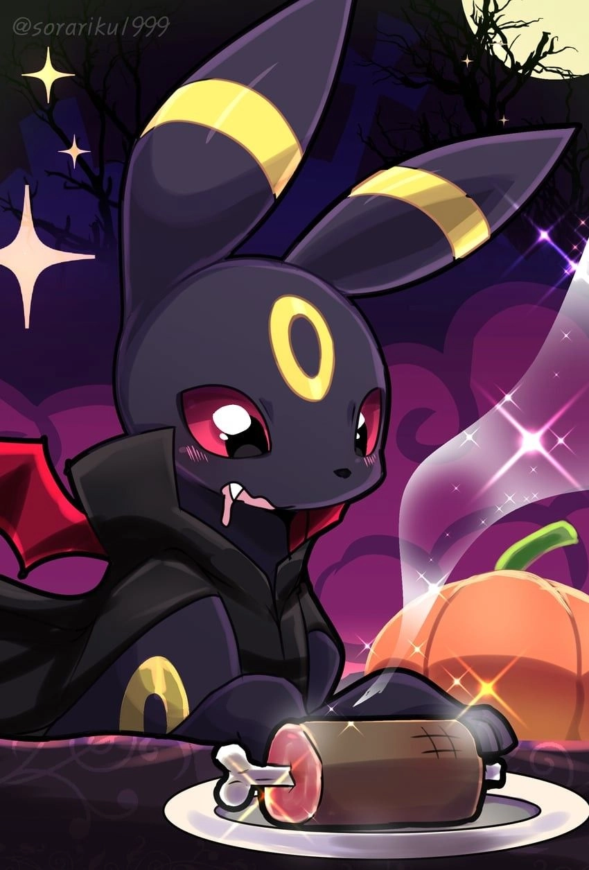 Cute umbreon sparkling bright in tender moonlight