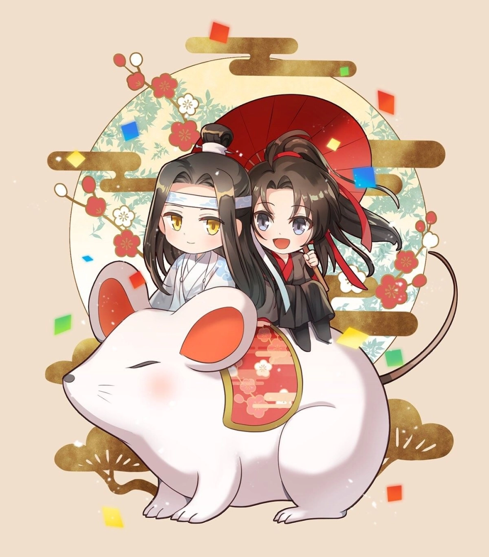 Chibi Wangxian wallpaper full of charm