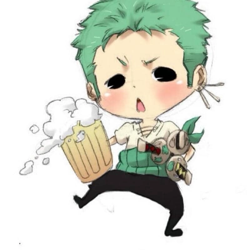 Strong aura shines with Zoro chibi art