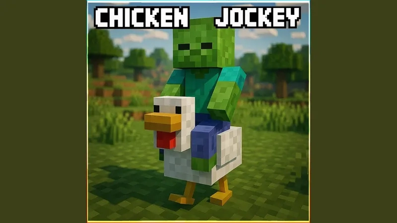 A rare sighting: the minecraft dungeons chicken jockey in action.