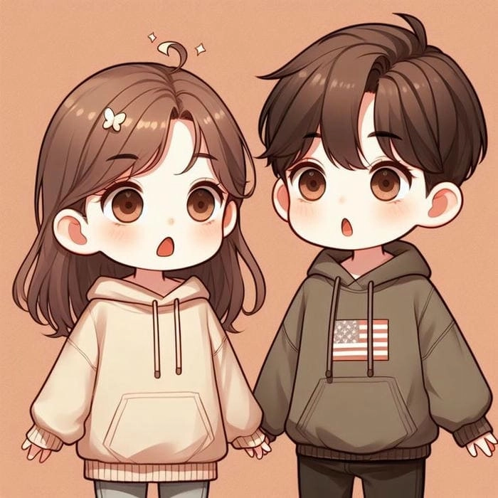 Chibi couple line art clean and creative