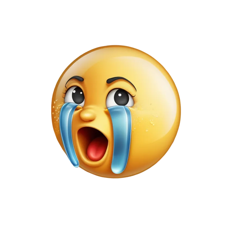 The hyper-realistic 3d crying emoji meme