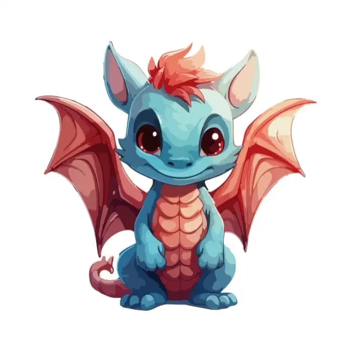 Chibi dragon watercolor dreamy and vibrant