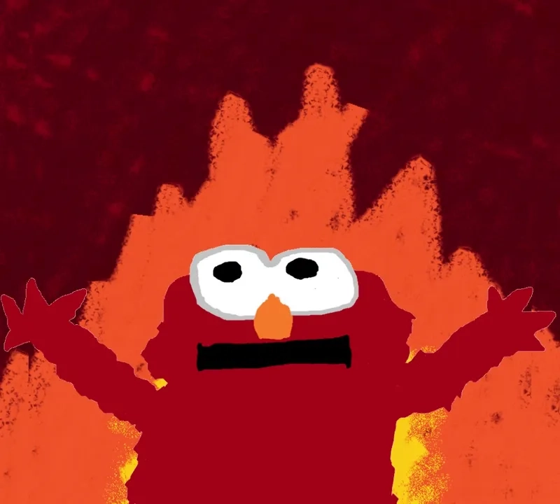 A classic elmo fire gif showing pure chaos