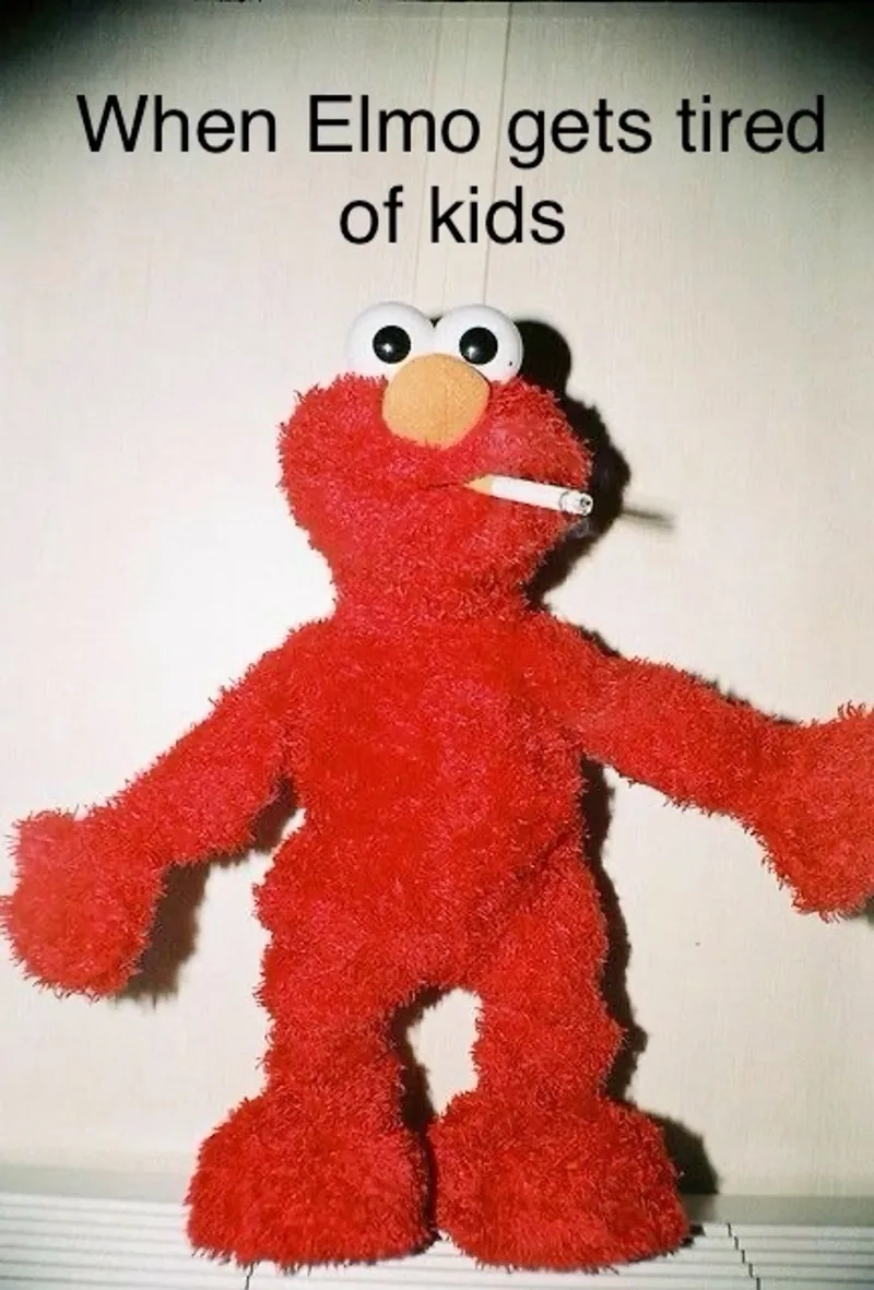 The chaotic energy of the Elmo on fire meme