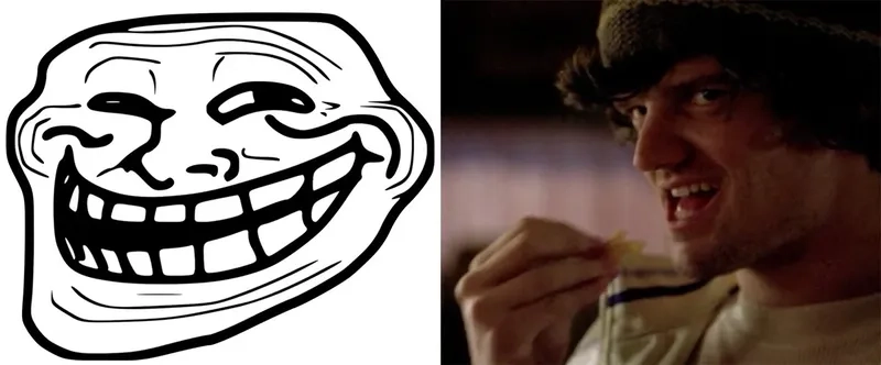 The evolution from troll face to cool face meme
