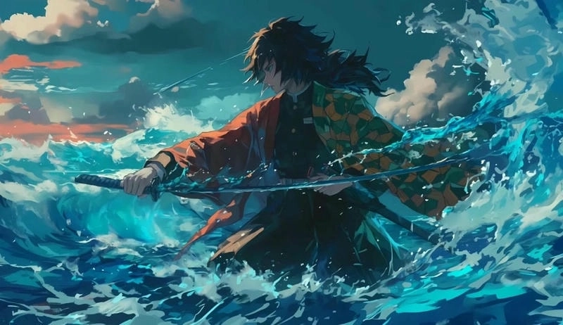 Tomioka Giyuu shows his calm and strong aura