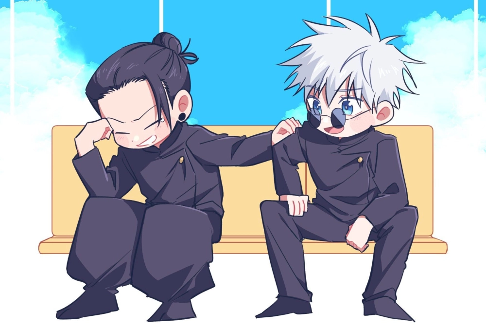 Gojo Geto chibi drawing filled with detail