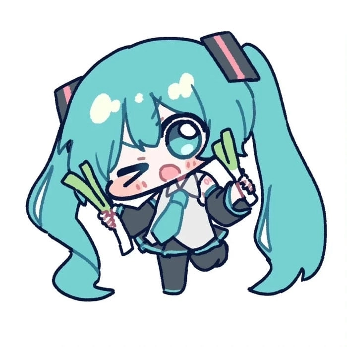 Miku chibi glows with cute tiny energy