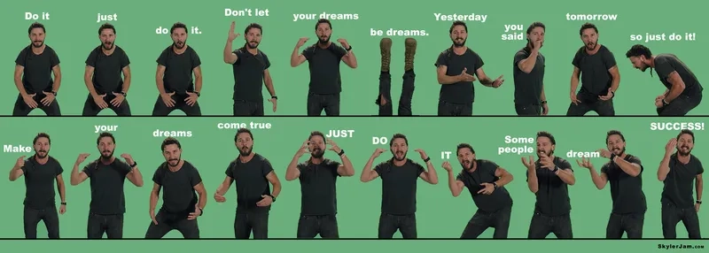 The classic shia labeouf green screen meme