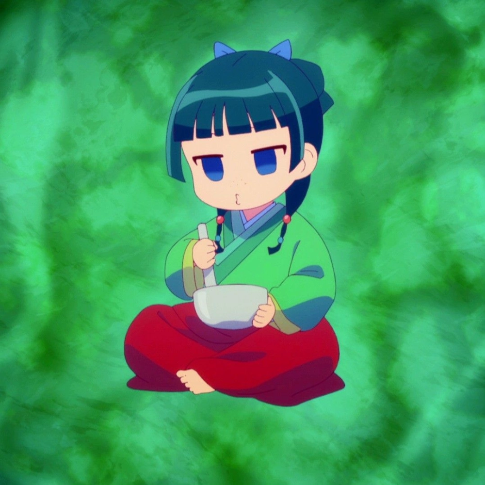 Chibi Maomao glowing bright with soft style