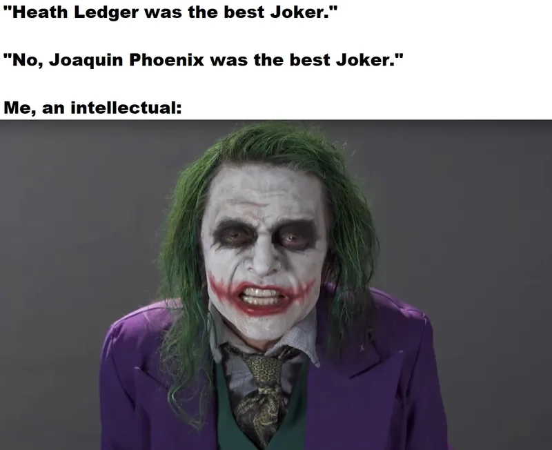 The sad expression of the meme joker face