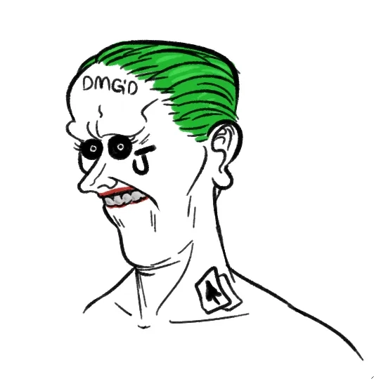 The classic meme joker face from the movies
